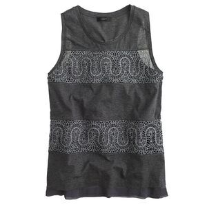 J. Crew Gray Lace Panel Tank Top